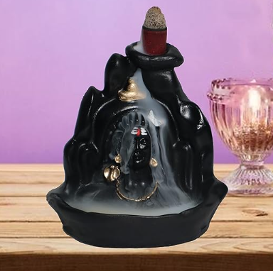 Handcrafted Lord Adiyogi Mahadev Shiv Backflow Incense Holder (with 101 Free Cones)
